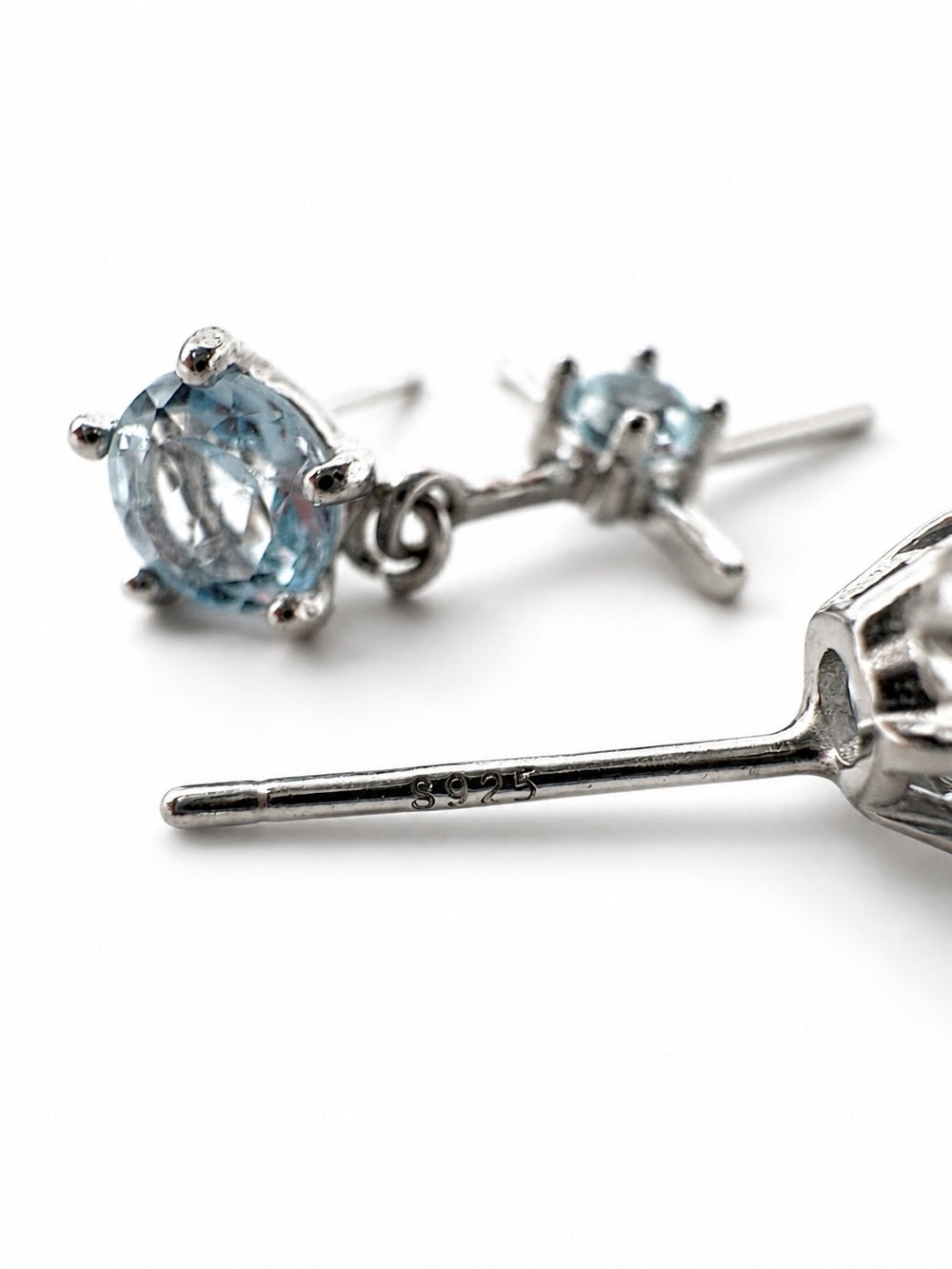 #E26 Aquamarine Cross Drop Earrings