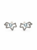 #E39 Aquamarine Heart Icicle Stud Earrings