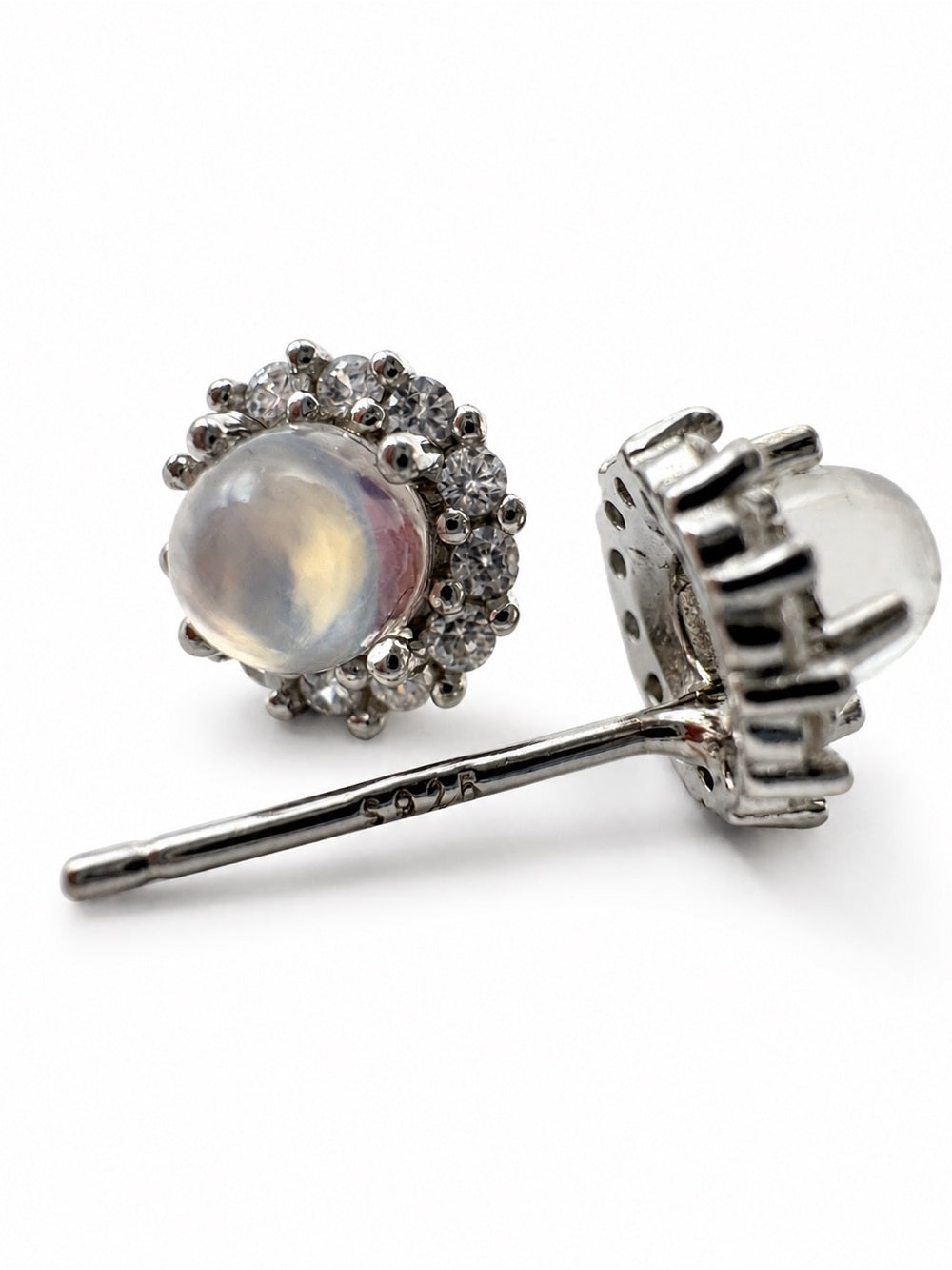 #E42 Madagascar Moonstone Flower Stud Earrings