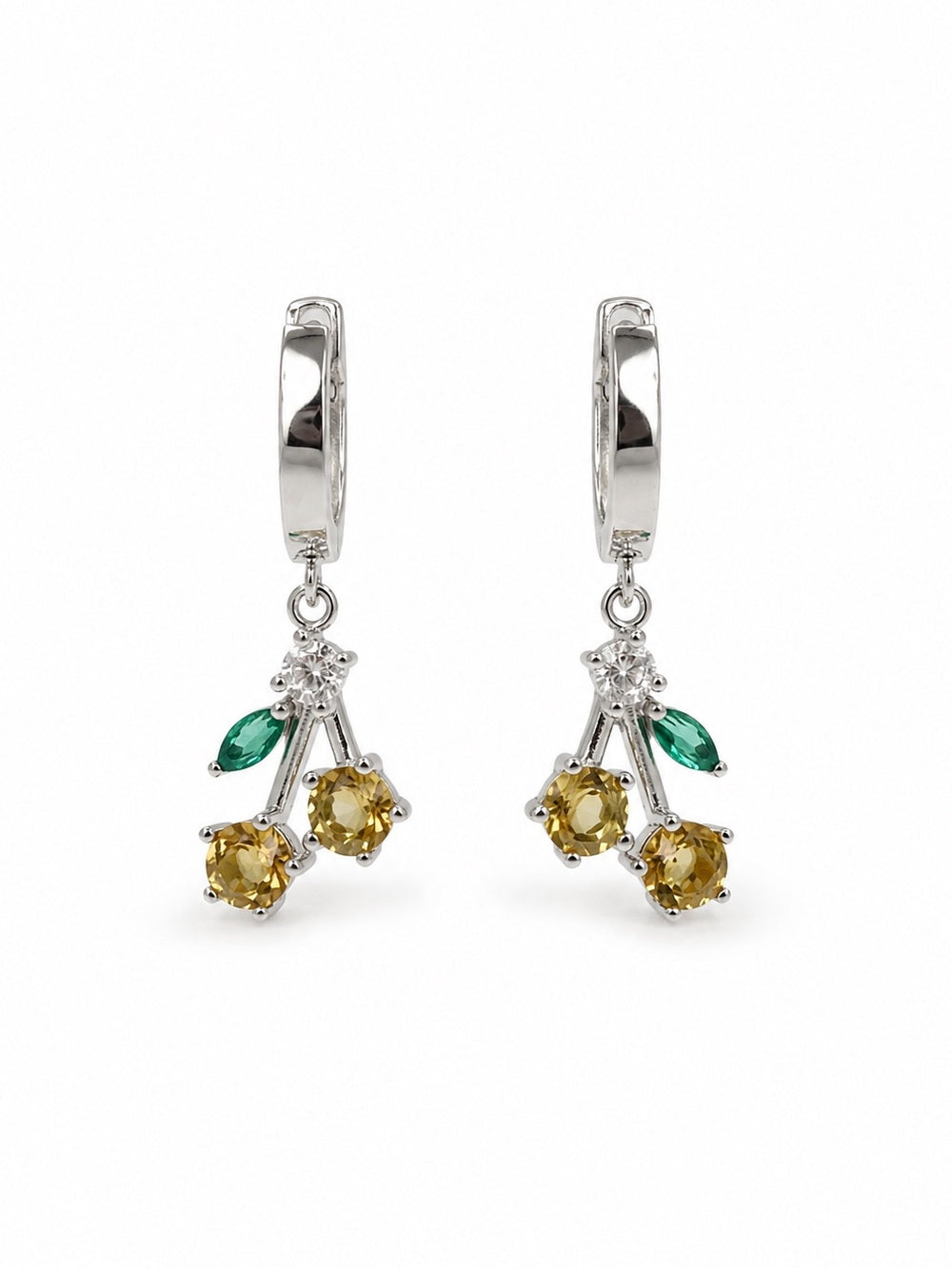 #E30 Citrine Cherry Huggie Earrings