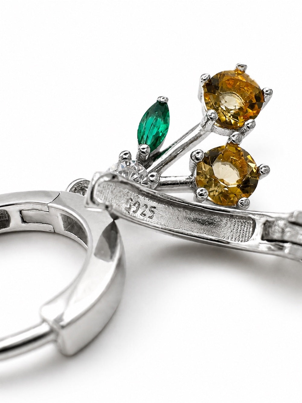 #E30 Citrine Cherry Huggie Earrings