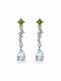 #E35 Aquamarine and Peridot Drop Earrings