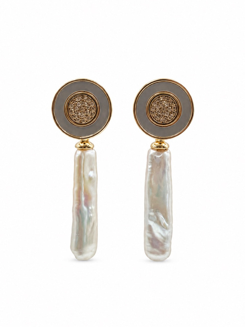 #E73 Freshwater Pearl Eclipse Earrings