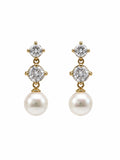 #E61 Double Solitaire Pearl Drop Earrings