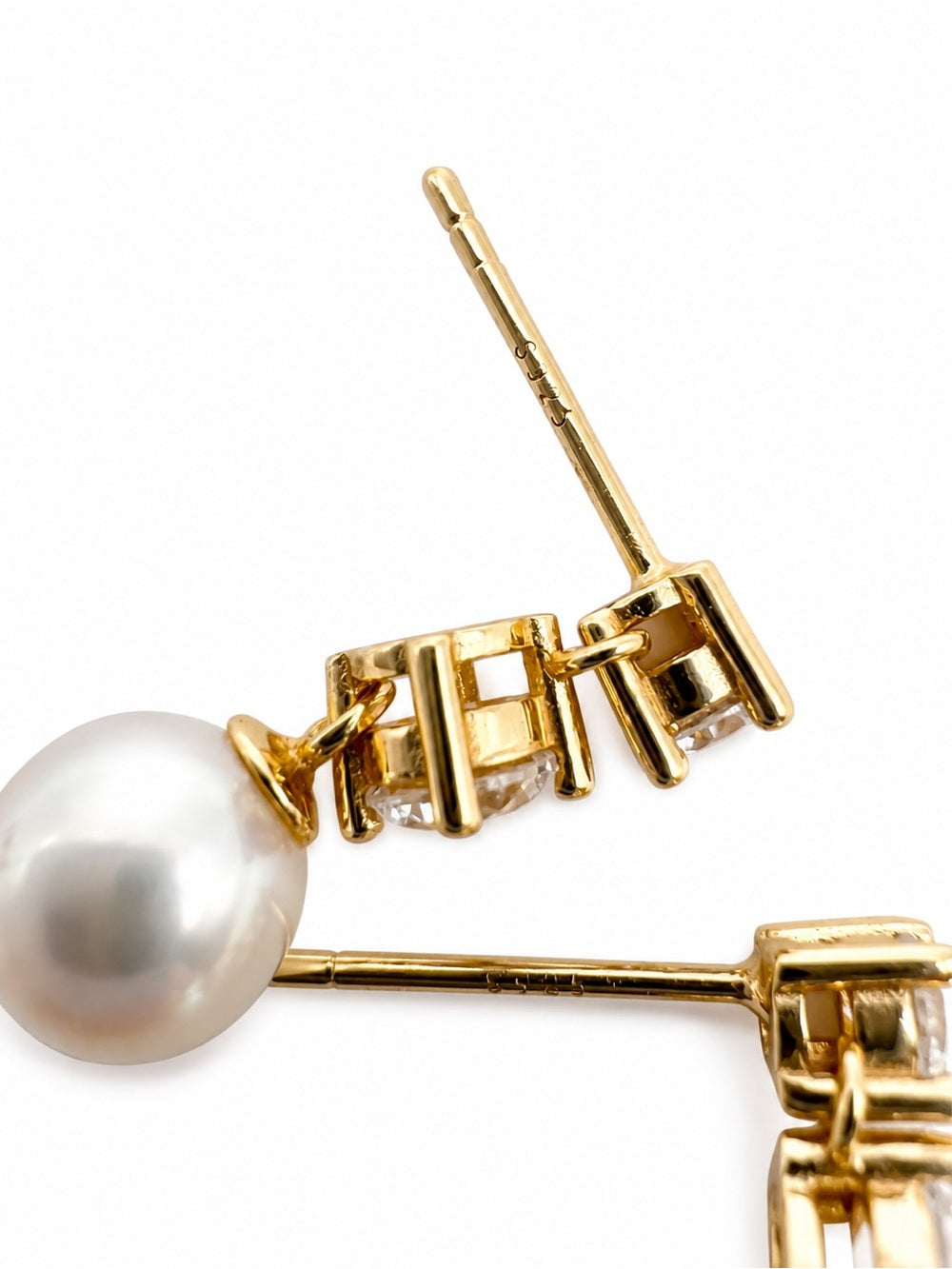 #E61 Double Solitaire Pearl Drop Earrings