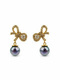 #E55 Akoya Pearl Bow Earrings