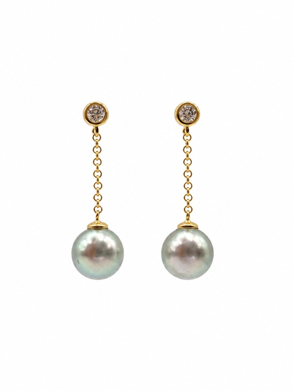 #E51 Akoya Pearl Chain Drop Earrings