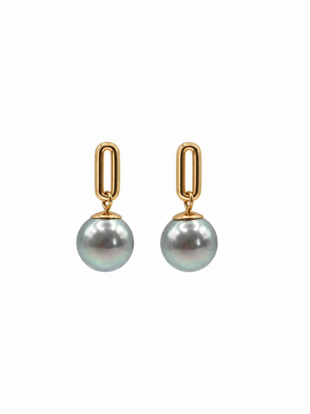 #E49 Akoya Pearl Chain Link Earrings