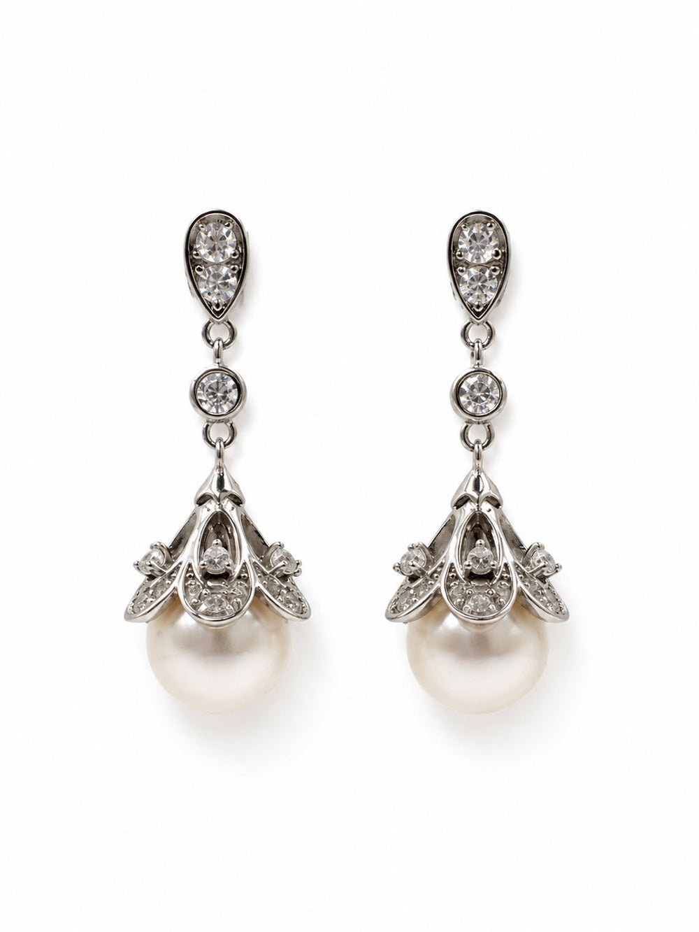 #E66 Lily of the Valley Pearl Drop Earrings