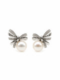 #E63 Freshwater Pearl Bow Stud Earrings