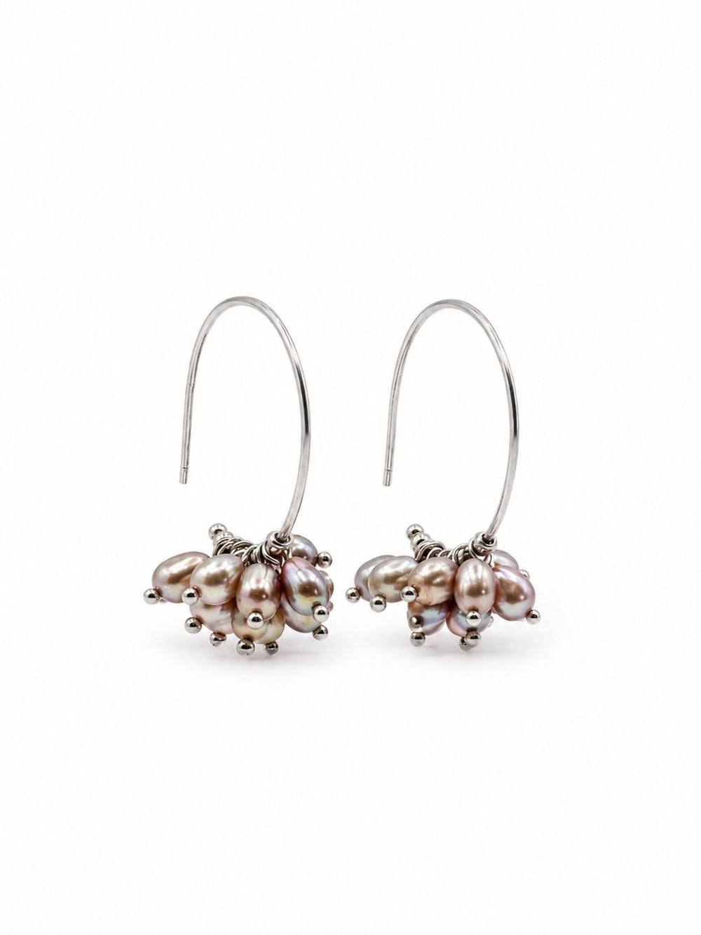 #E81 Rosette Pearl Cluster Hoops