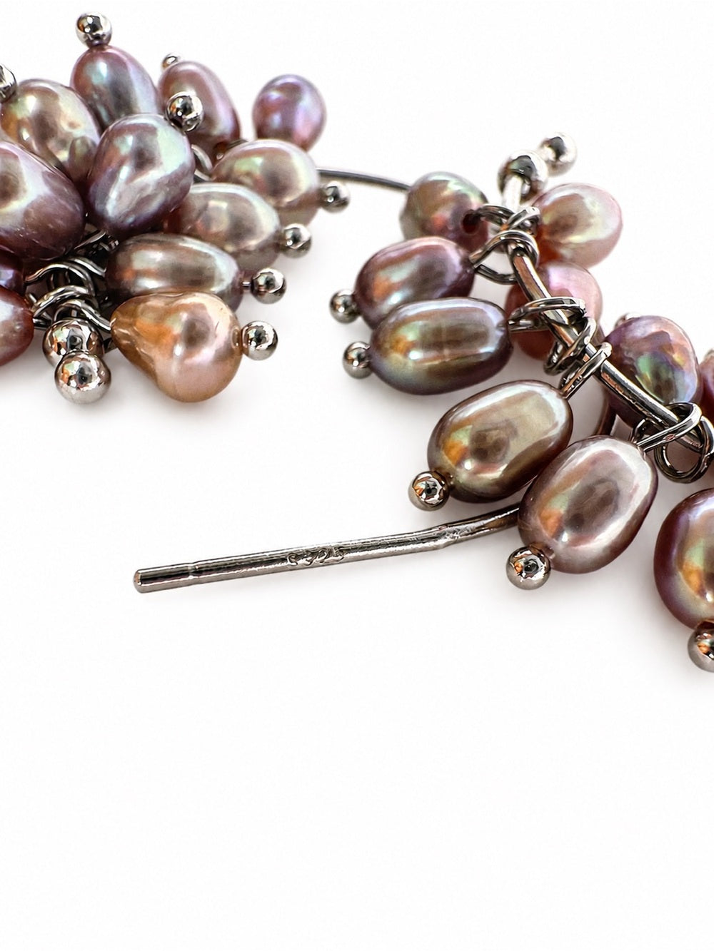 #E81 Rosette Pearl Cluster Hoops