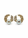 #E54 Starlit Moon Pearl Stud Earrings