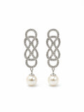 #E65 Infinity Pearl Drop Earrings