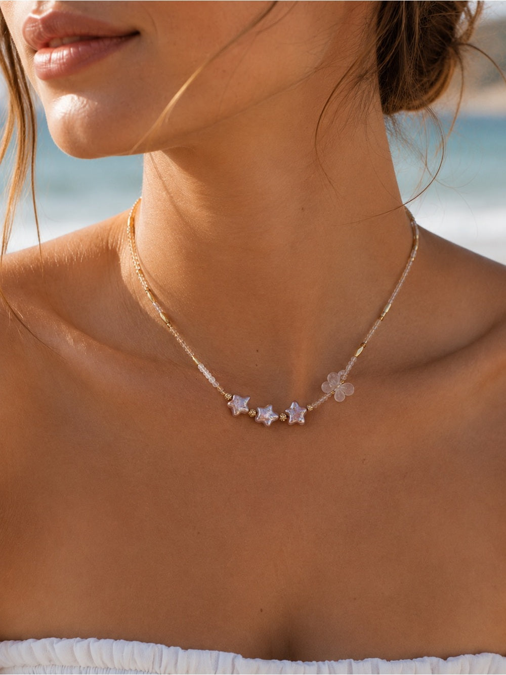 Freshwater Pearl Star and Citrine Necklace (5a)