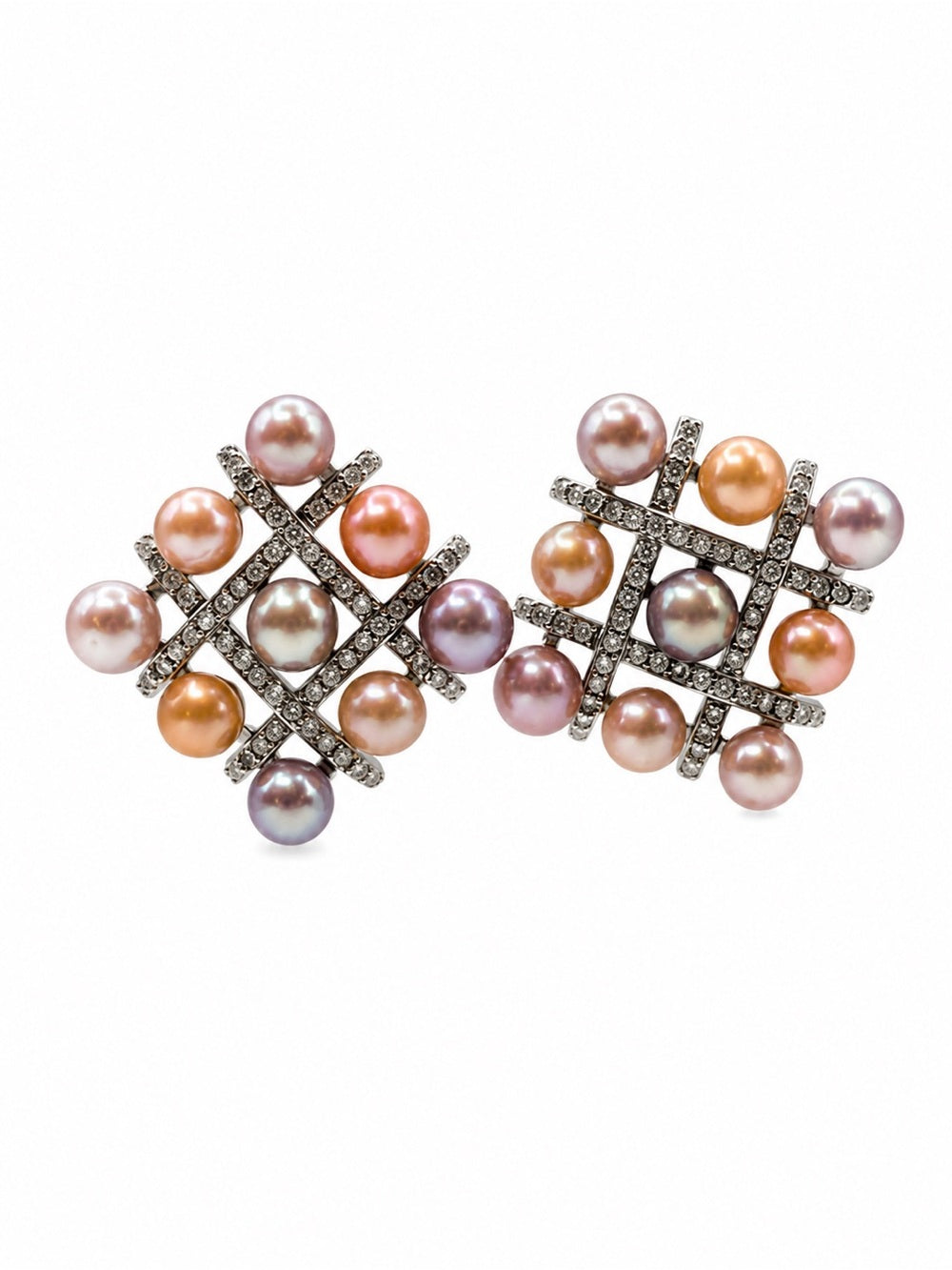 #E86 Pearl Garden Trellis Earrings