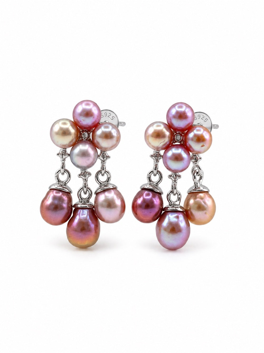 #E82 Berry Blossom Pearl Drop Earrings