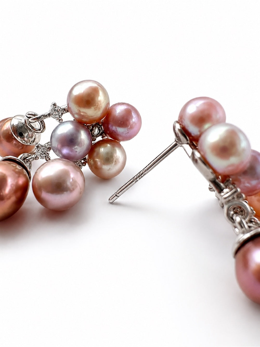 #E82 Berry Blossom Pearl Drop Earrings