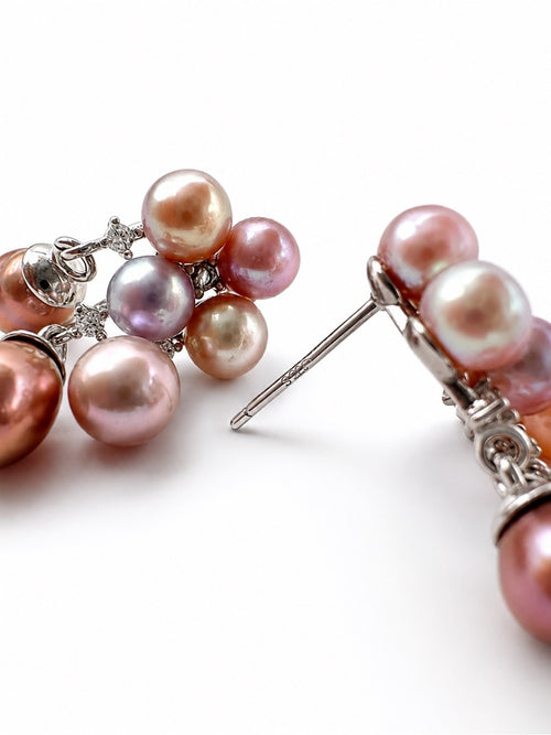 #E82 Berry Blossom Pearl Drop Earrings