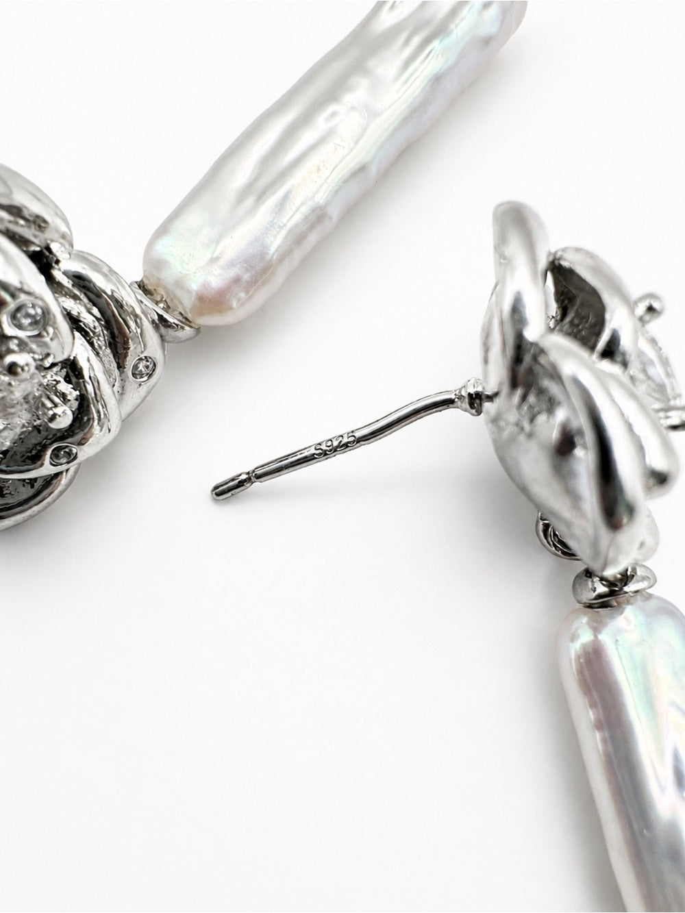 #E74 Romantic Rose Pearl Drop Earrings