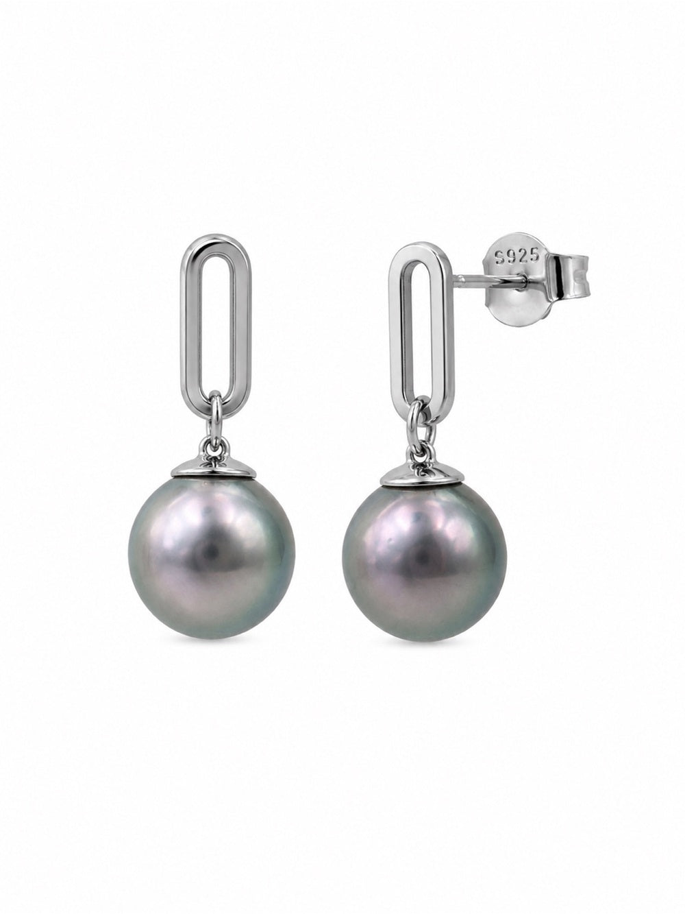 #E50 Akoya Pearl Chain Link Earrings
