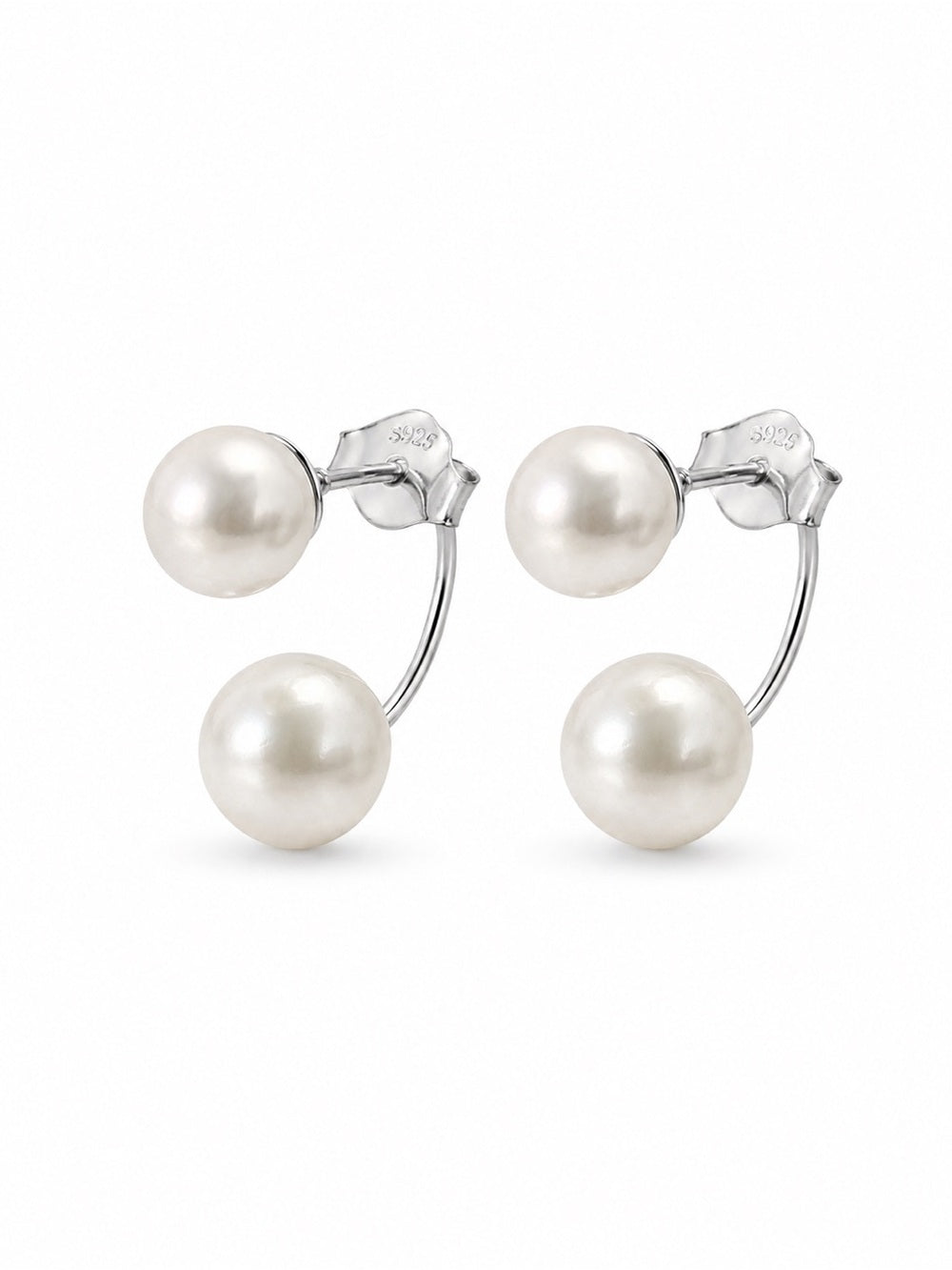 #E68 Duet Pearl Arc Earrings