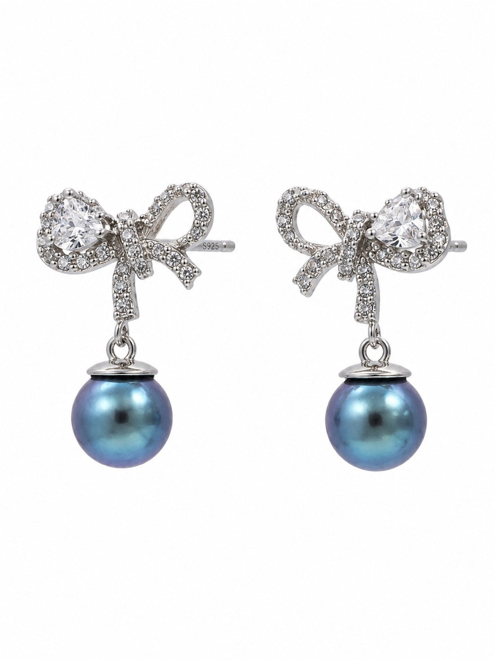 #E56 Moonlit Bow Pearl Earrings