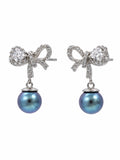 #E56 Moonlit Bow Pearl Earrings