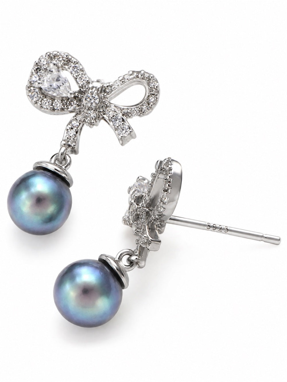 #E56 Moonlit Bow Pearl Earrings