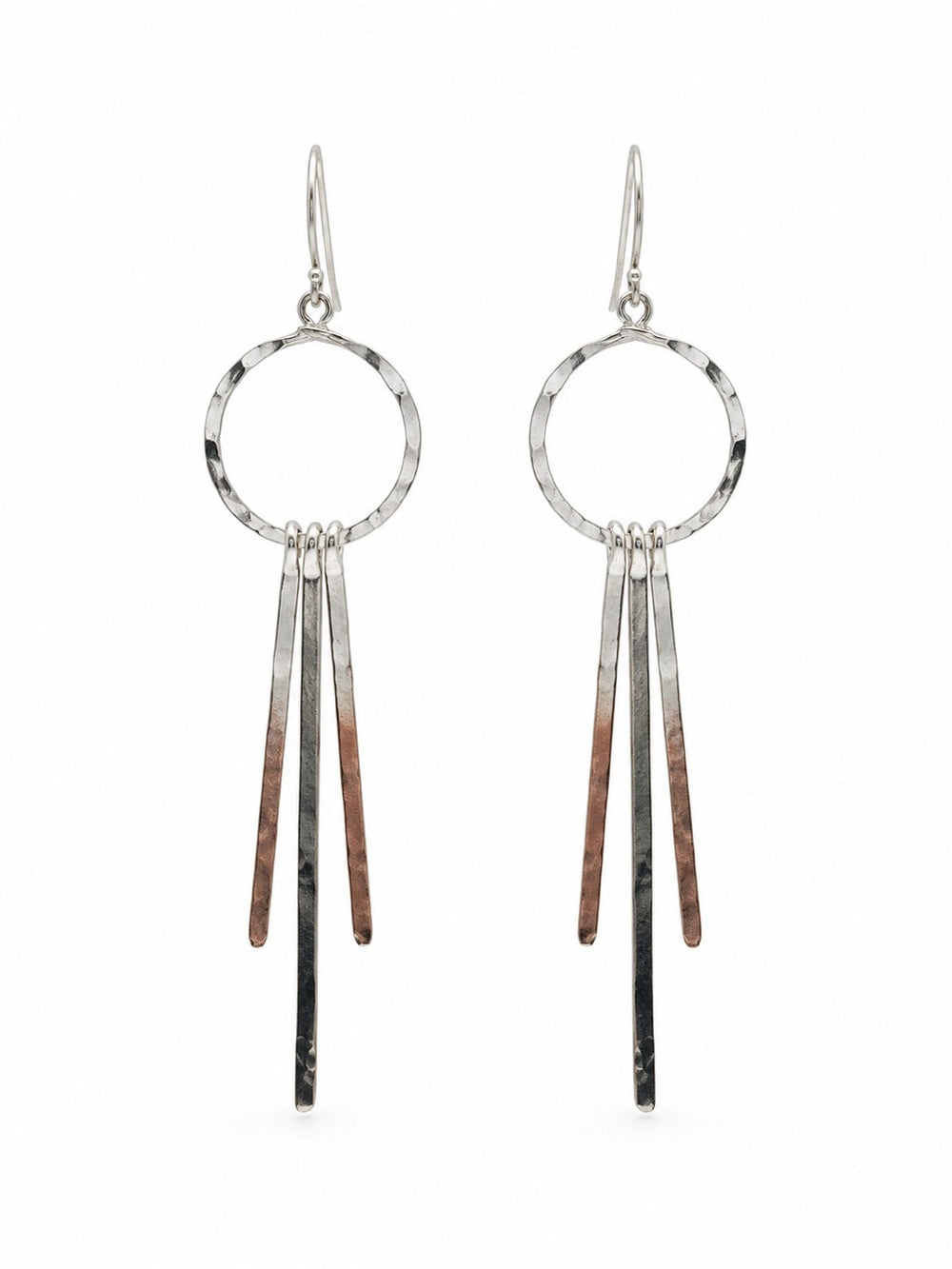 #95 Silver Handmade Hammered Dangle Earrings