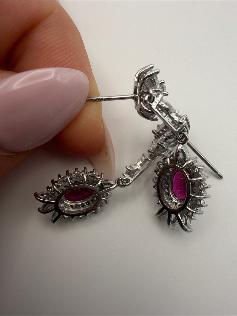 #E2 Ruby Flower Drop Earrings
