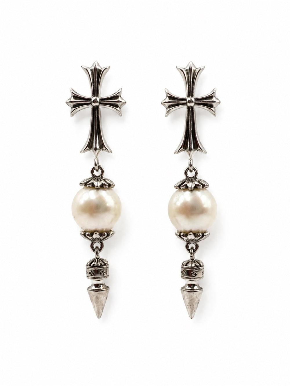 #E67 Gothic Cathedral Pearl Drop Earrings