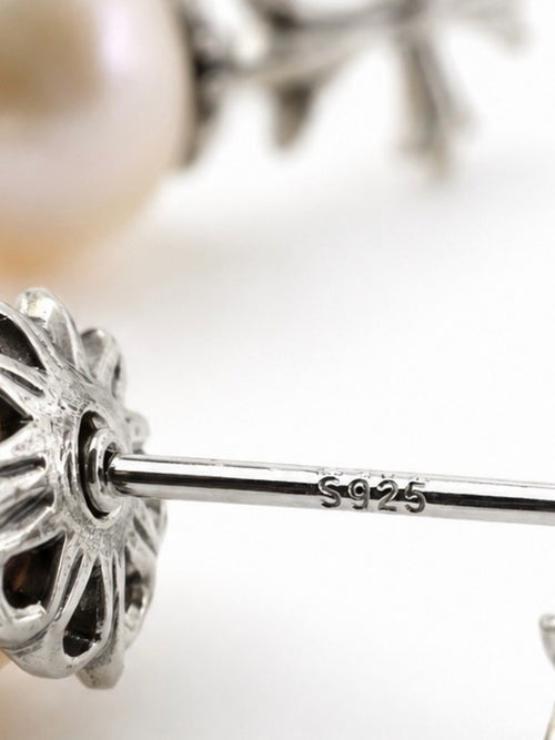 #E67 Gothic Cathedral Pearl Drop Earrings