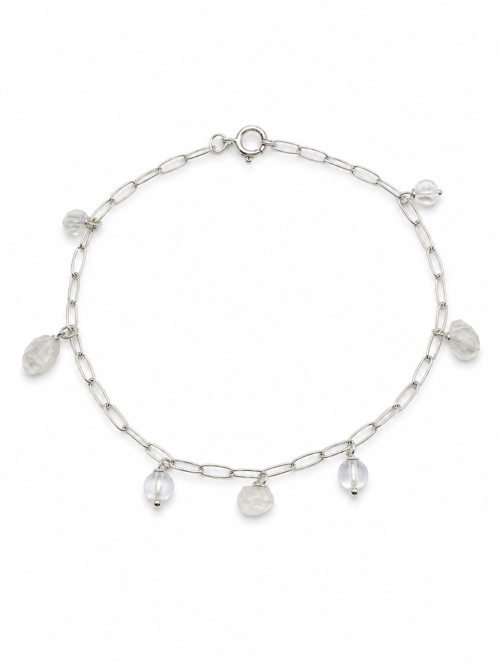 B005 Dainty Silver Moonstone Paperclip Bracelet