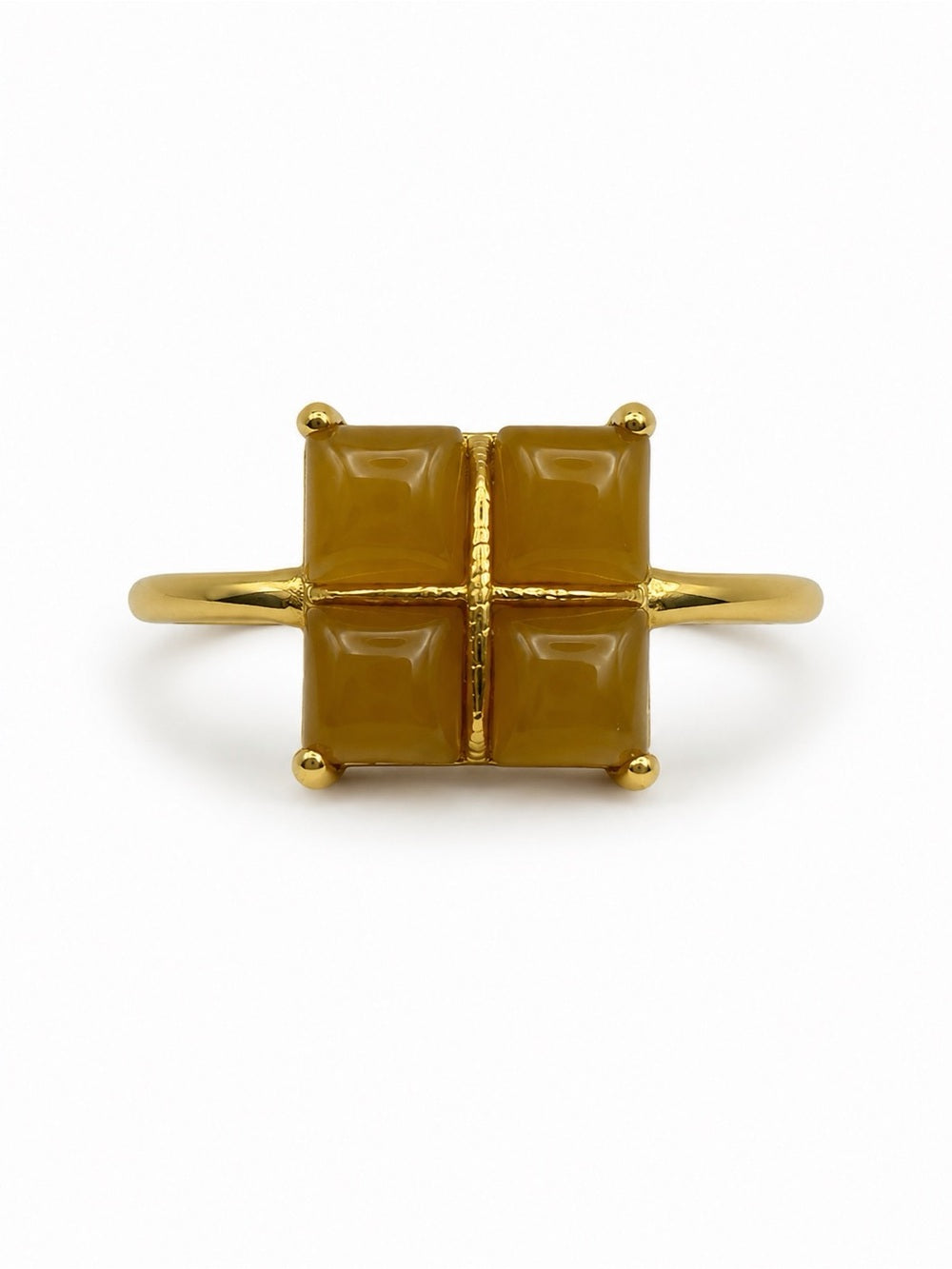 #R35 Golden Jade Quad Ring