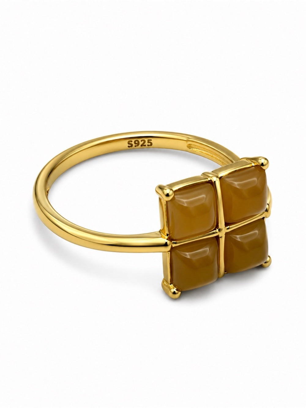 #R35 Golden Jade Quad Ring