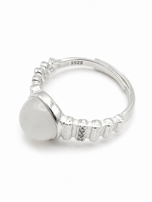 #R37 Luna Jade Ring | Silver