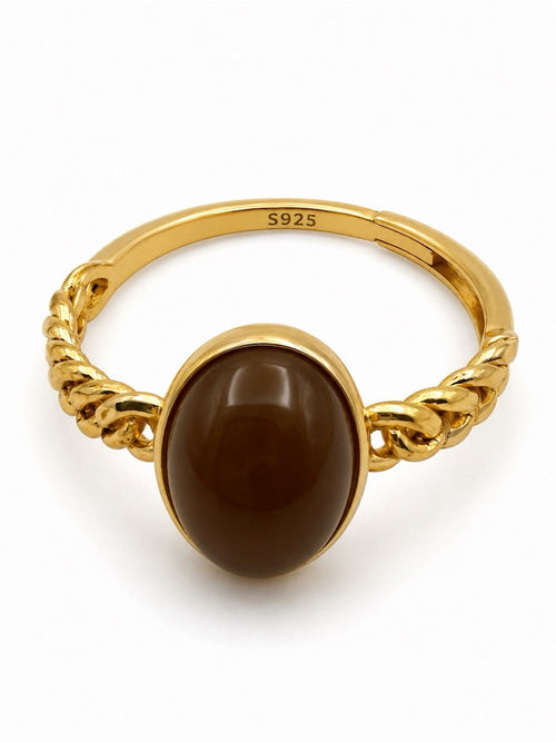 #R52 Honey Jade Braided Ring