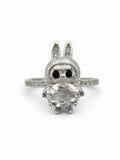 #R21 Clear Quartz Labubu Ring