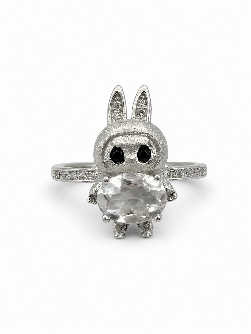 #R21 Clear Quartz Labubu Ring