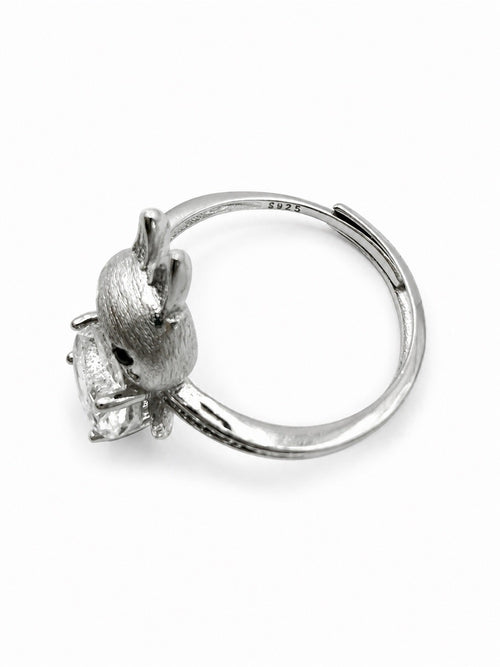 #R21 Clear Quartz Labubu Ring