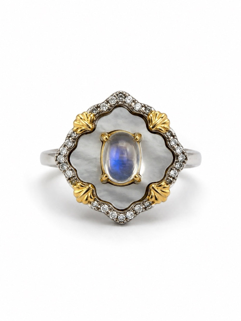 #R25 Mother Of Pearl Moonstone Veil Ring