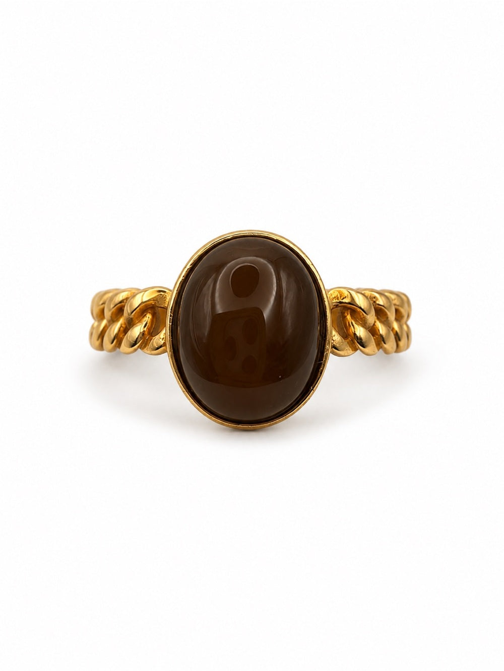 #R52 Honey Jade Braided Ring