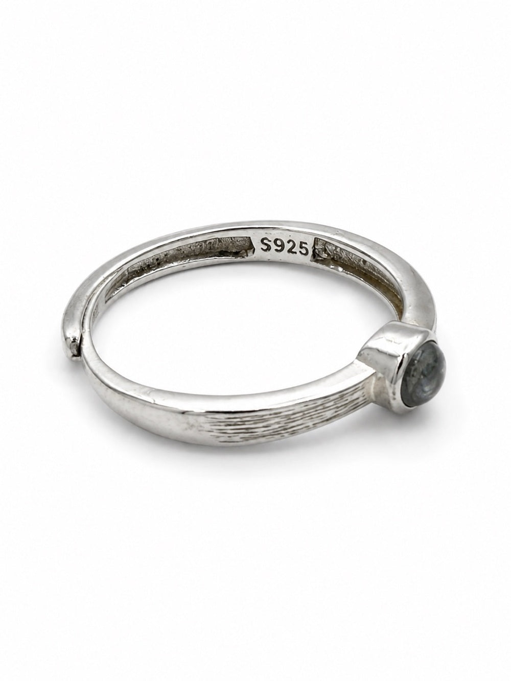 #R31 Rainbow Moonstone Engraved Bezel Ring