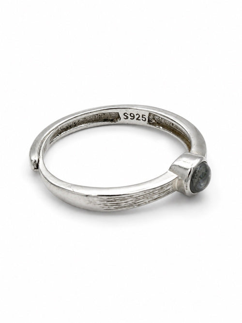 #R31 Rainbow Moonstone Engraved Bezel Ring