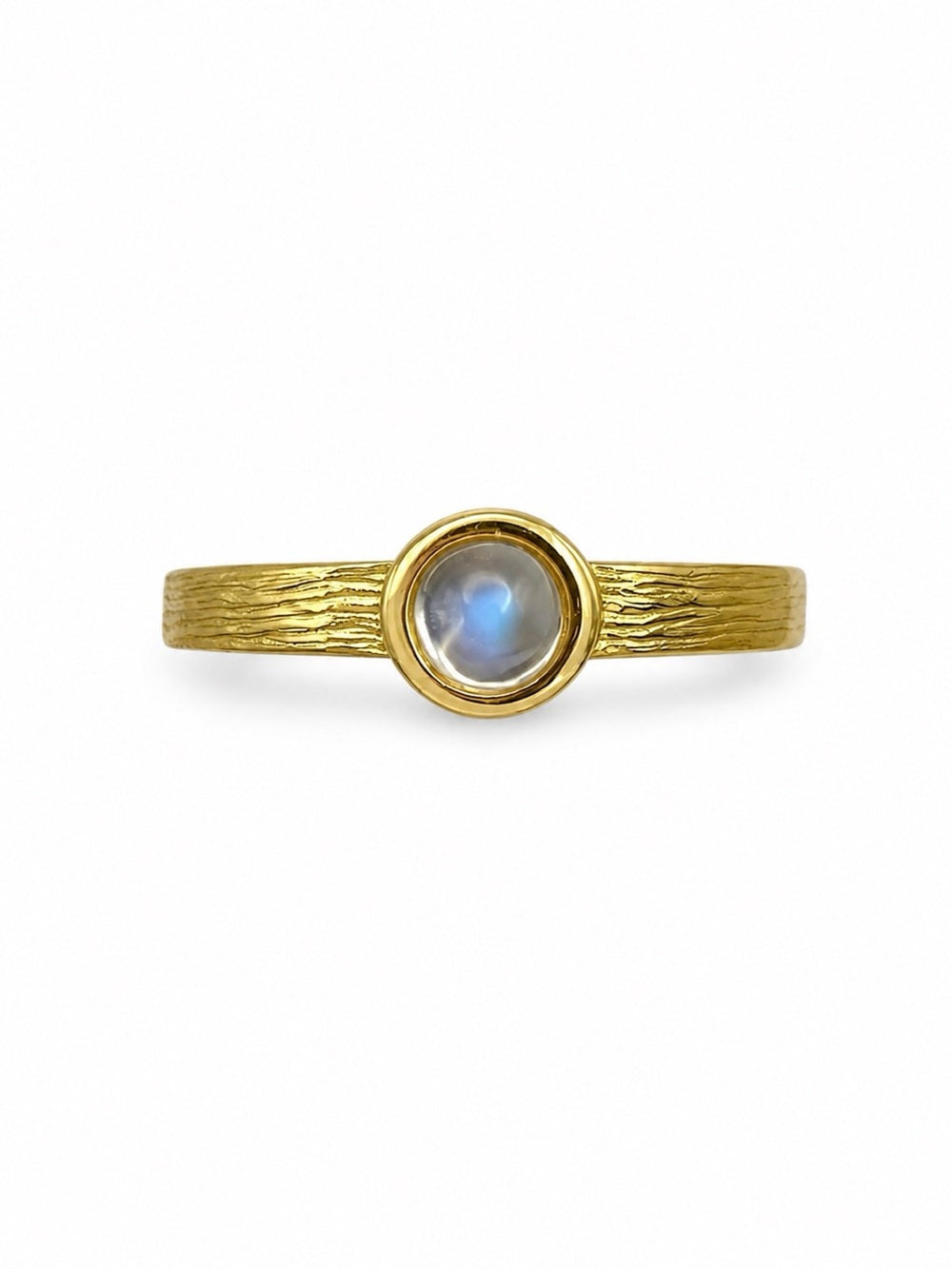 #R30 Moonstone Engraved Bezel Ring | Gold