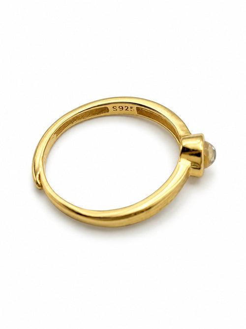#R30 Moonstone Engraved Bezel Ring | Gold