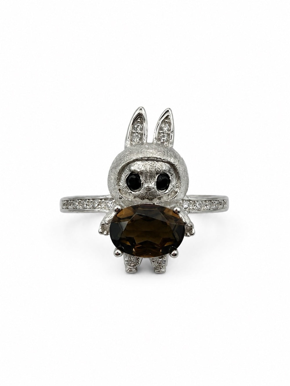 #R23 Smoky Quartz Labubu Ring