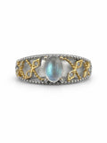#R28 Madagascar Moonstone Two Tone Vine Ring