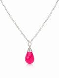 N0050 Pink Chalcedony Teardrop Necklace